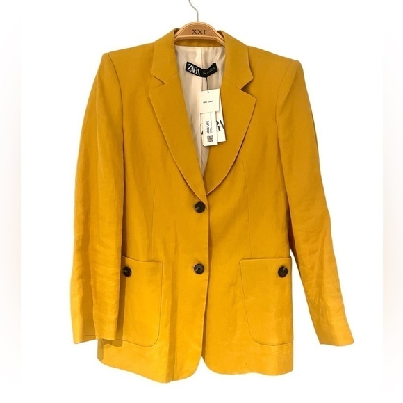 New ZARA Patch Pocket Linen Jacket - Picture 9 of 11